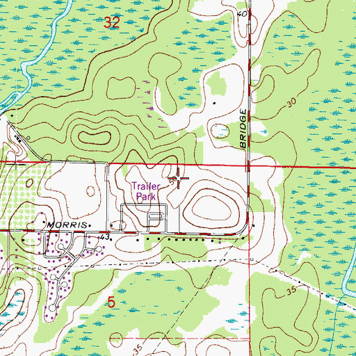 Topographic Map of Pine Ridge Estates, FL