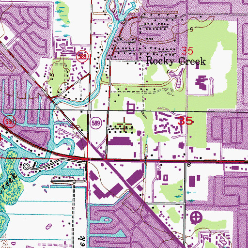 Topographic Map of Rainbow Court, FL