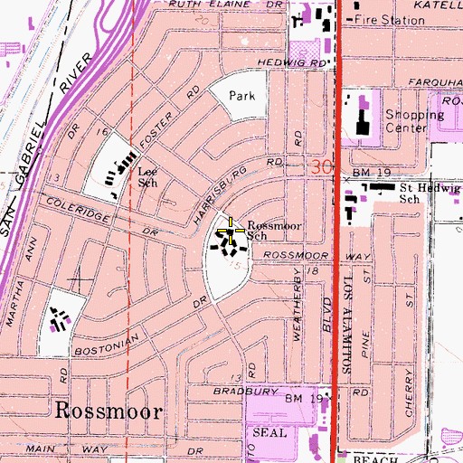 Topographic Map of Rossmoor Elementary School, CA