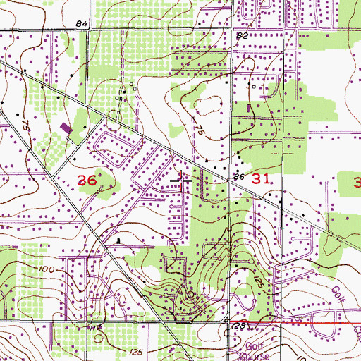 Topographic Map of Meadow Ridge Estates, FL