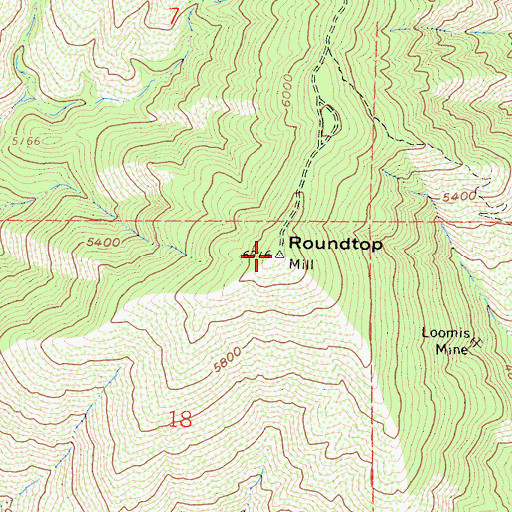 Topographic Map of Roundtop, CA