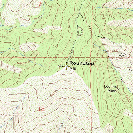 Topographic Map of Roundtop, CA
