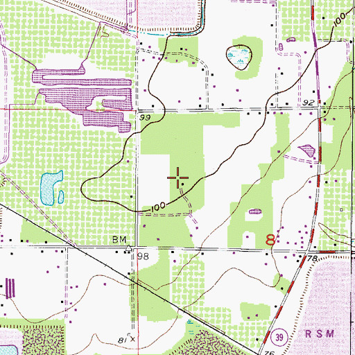 Topographic Map of Mulrennan Estates, FL