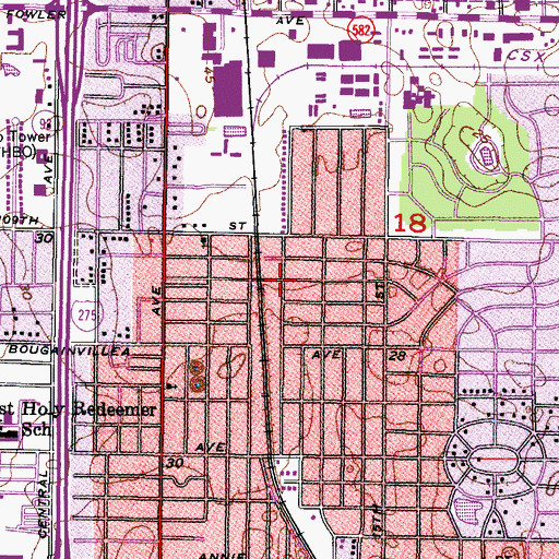 Topographic Map of Nebraska Avenue Heights, FL