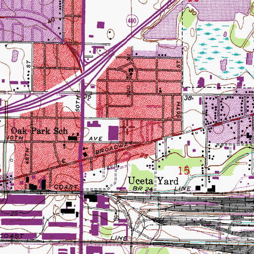 Topographic Map of Oak Park Estates, FL