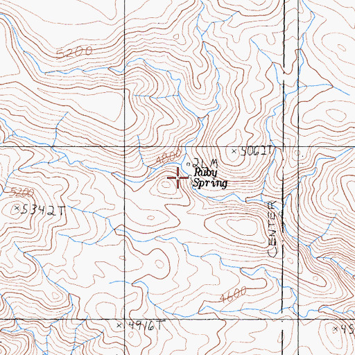 Topographic Map of Ruby Spring, CA