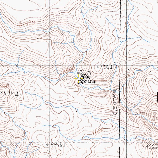 Topographic Map of Ruby Spring, CA