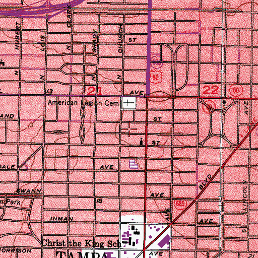 Topographic Map of Watts, FL