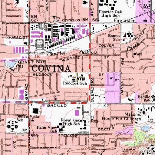 Topographic Map of Sonrise Christian School, CA
