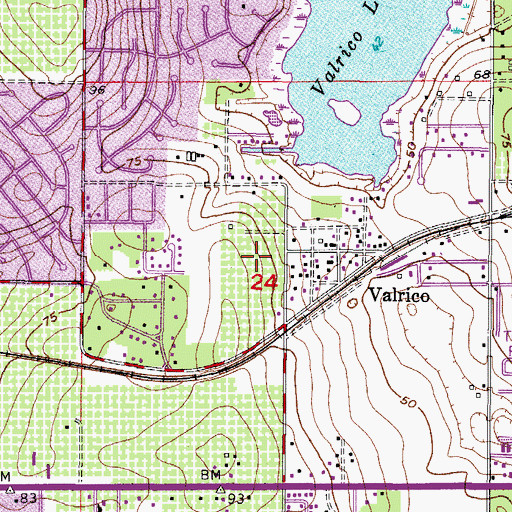 Topographic Map of Southern Oaks Grove, FL