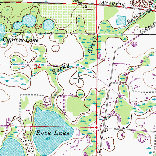 Topographic Map of Southfork at Van Dyke Farms, FL