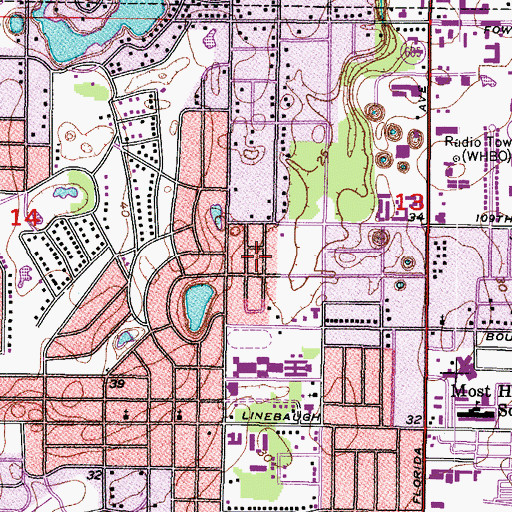 Topographic Map of Tuxedo Terrace, FL