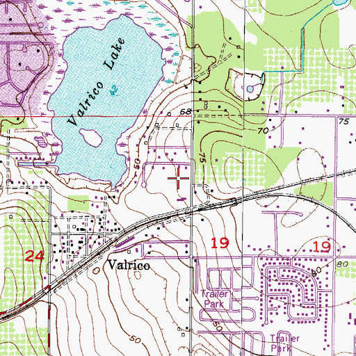 Topographic Map of Valrico Village, FL