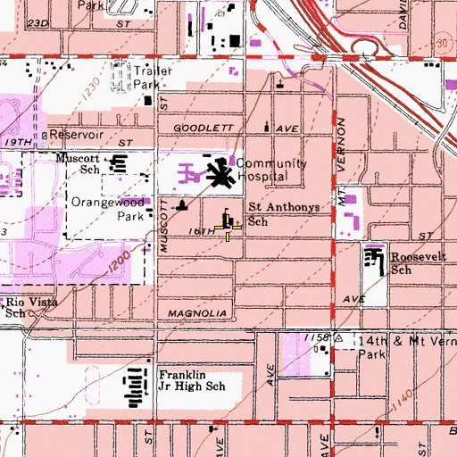 Topographic Map of Saint Anthonys School, CA