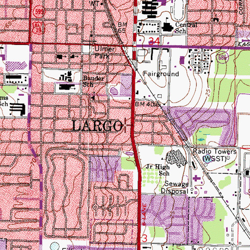 Topographic Map of Largo Post Office, FL