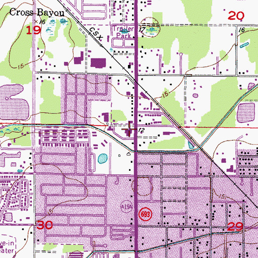 Topographic Map of Oak Park School, FL