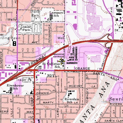 Topographic Map of Saint Callistus School, CA