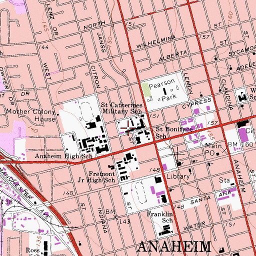 Topographic Map of Saint Catherine's Academy, CA
