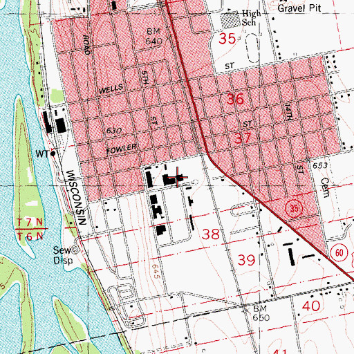 Topographic Map of Prairie du Chien Correctional Institution, WI