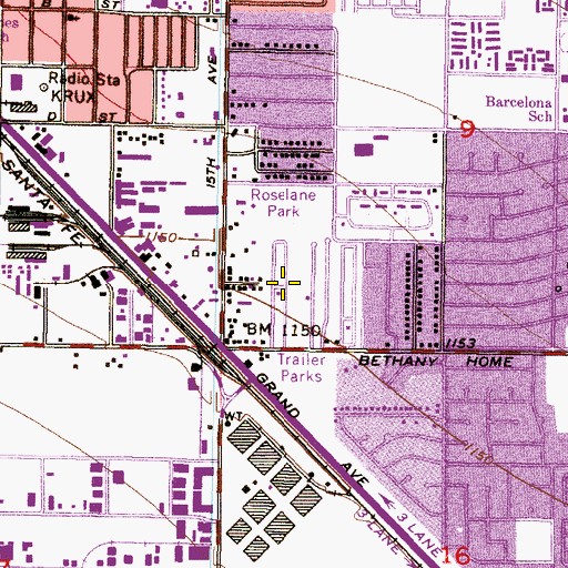Topographic Map of Flamingo Mobile Home Resort, AZ