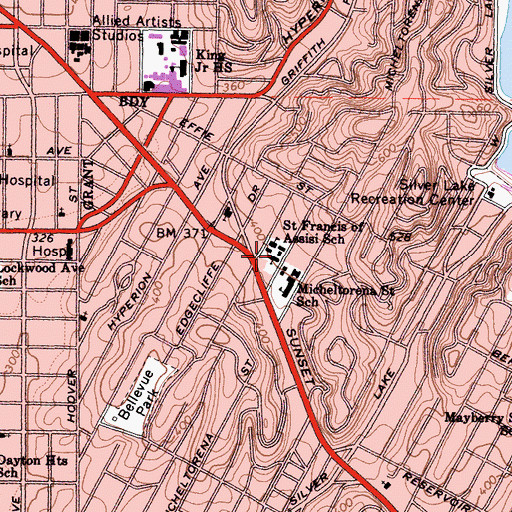 Topographic Map of Saint Francis of Assisi School, CA