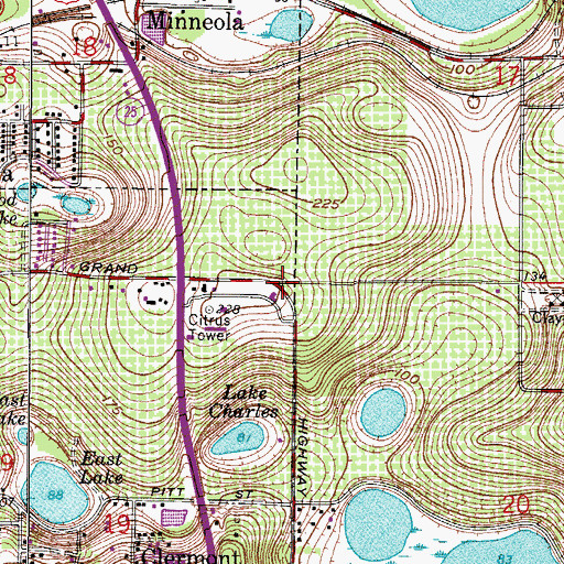 Topographic Map of Grand Highway Baptist Church, FL