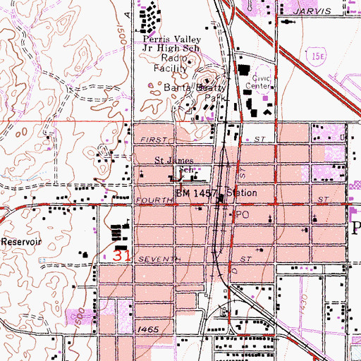 Topographic Map of Saint James Catholic School, CA