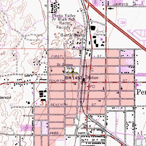 Topographic Map of Saint James Catholic School, CA
