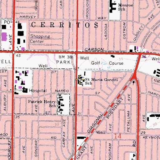Topographic Map of Saint Maria Goretti Catholic School, CA