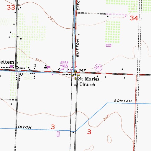 Topographic Map of Saint Maries Church, CA