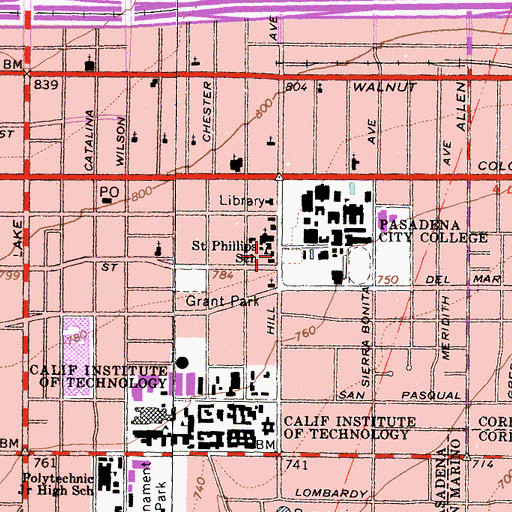 Topographic Map of Saint Phillips School, CA