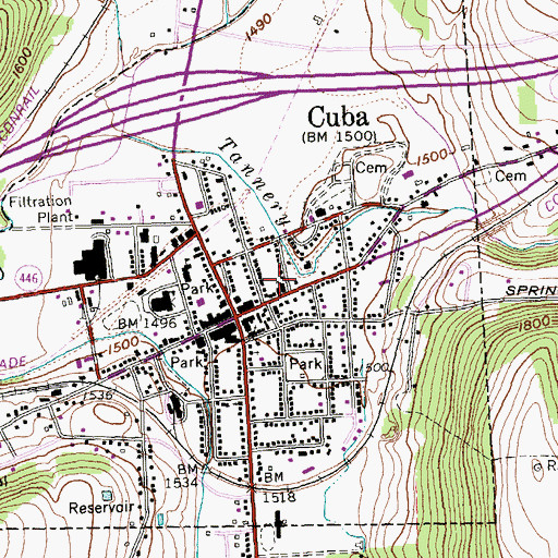 Topographic Map of United Methodist Church of Cuba, NY