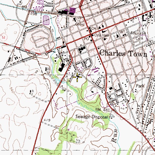 Topographic Map of Claymont Childrens School (historical), WV