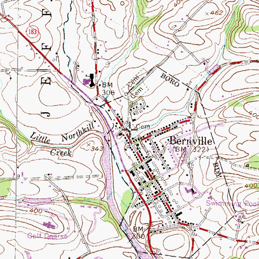 Topographic Map of Friedens Evangelical Lutheran Church, PA