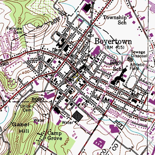 Topographic Map of Full Gospel Church of the Living Waters, PA