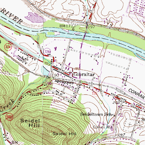 Topographic Map of Gibraltar Fire Company 1 Station 23, PA
