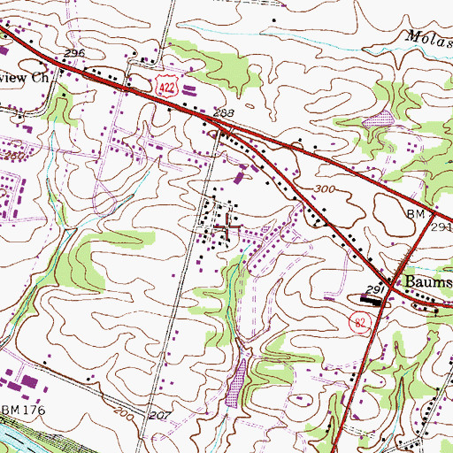 Topographic Map of AVM Estates, PA