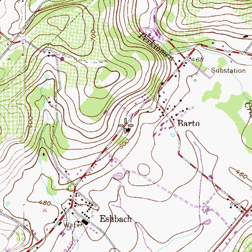 Topographic Map of Barto Post Office, PA