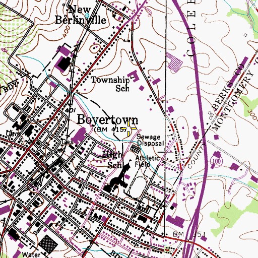 Topographic Map of Bear Stadium, PA