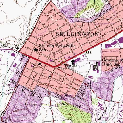 Topographic Map of Berks Bible Church, PA