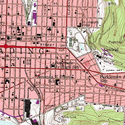 Topographic Map of B'nai Brith Apartments, PA