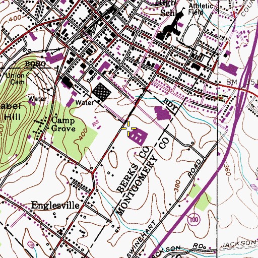 Topographic Map of Boyertown Junior High West, PA