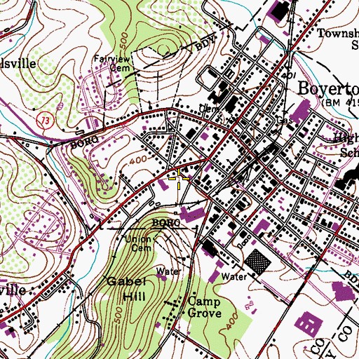 Topographic Map of Boyertown Community Ambulance Service, PA