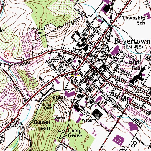Topographic Map of Boyertown Museum of Historic Vehicles Office, PA