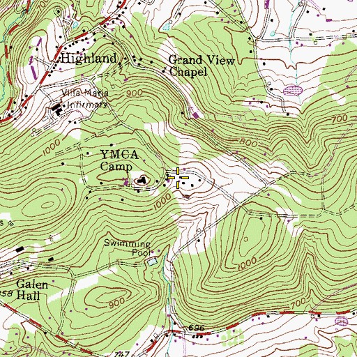 Topographic Map of Bynden Wood Stage, PA
