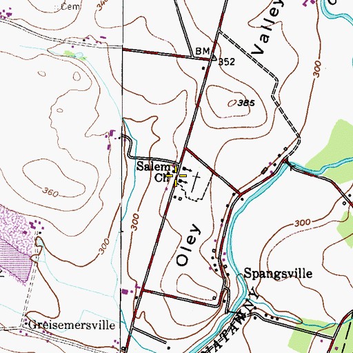 Topographic Map of Christ Lutheran Church, PA