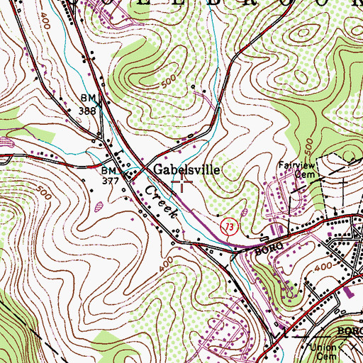 Topographic Map of Colebrookdale District Police Department, PA