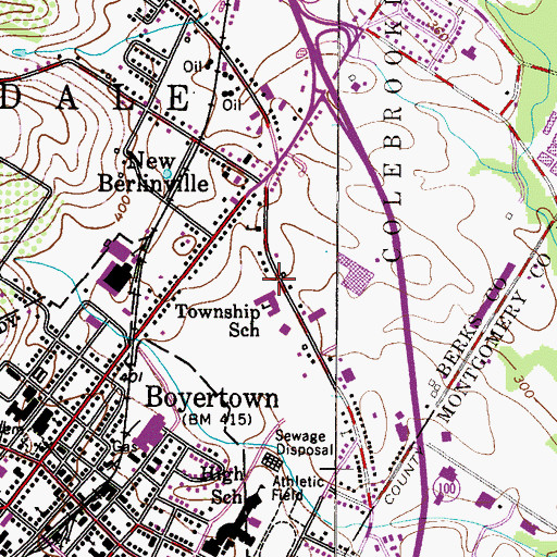 Topographic Map of Colebrookdale Elementary School, PA