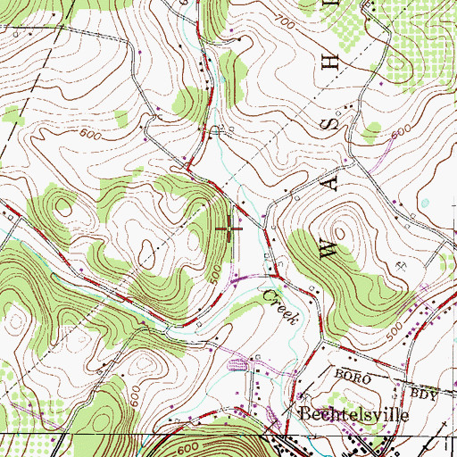 Topographic Map of Community Rod and Gun Club, PA