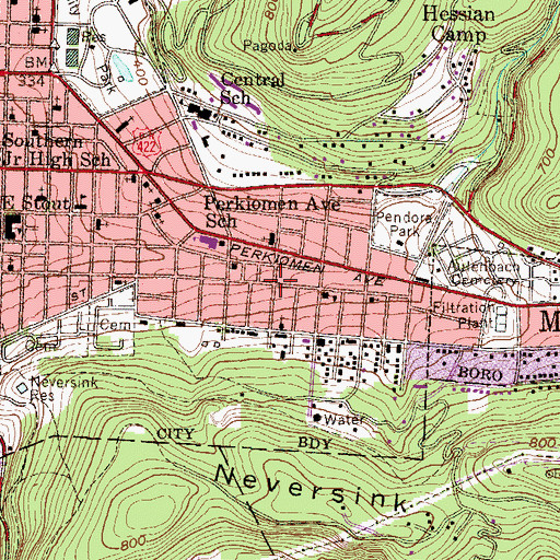 Topographic Map of East Reading, PA
